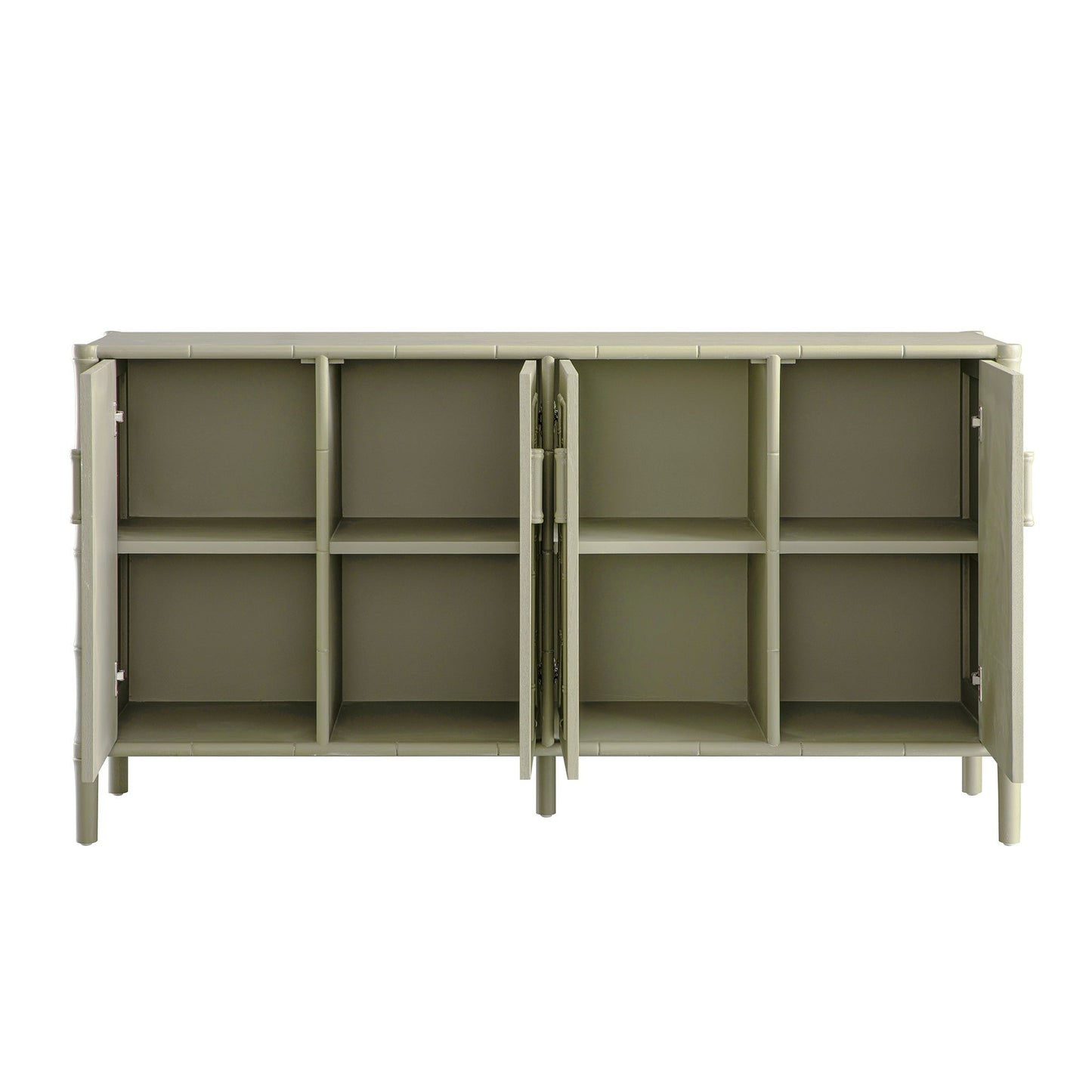 Grand buffet Elstowe en imitation bambou, vert sauge