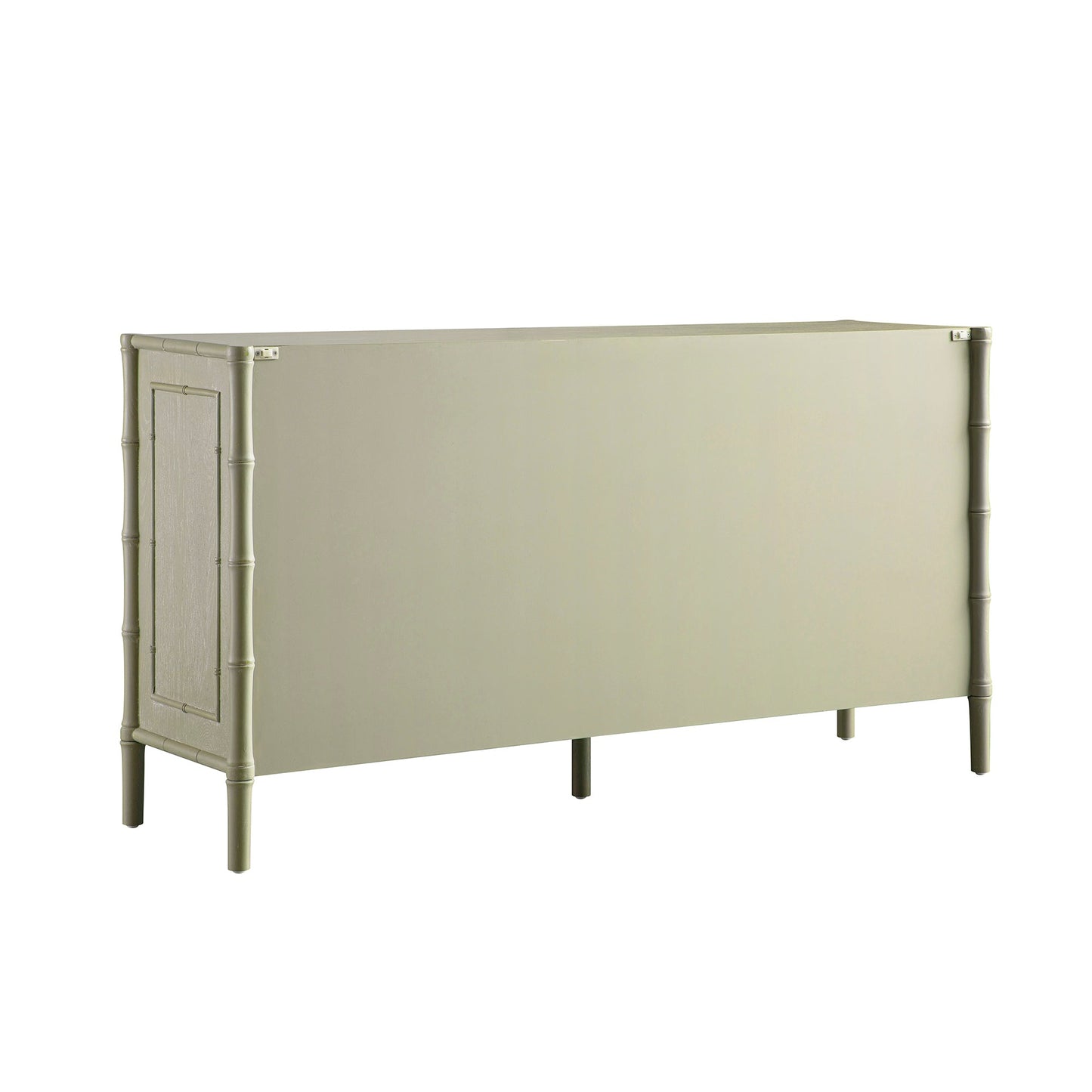 Grand buffet Elstowe en imitation bambou, vert sauge