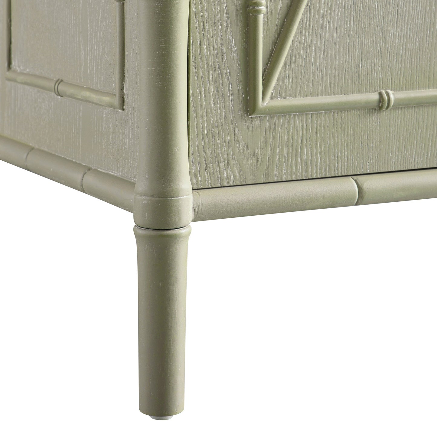 Grand buffet Elstowe en imitation bambou, vert sauge