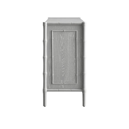 Grand buffet Elstowe en imitation bambou, gris chaud