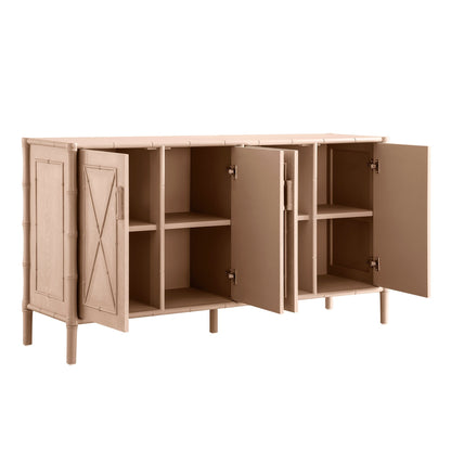 Grand buffet Elstowe en imitation bambou, rose nude