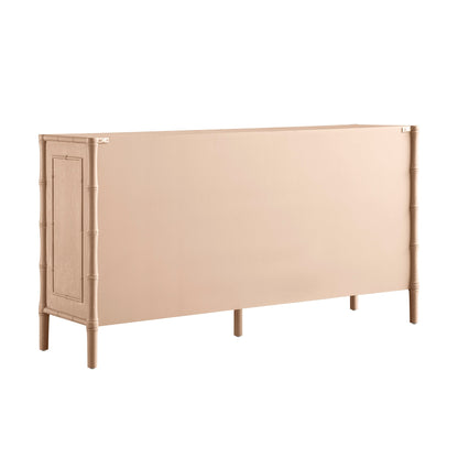 Grand buffet Elstowe en imitation bambou, rose nude