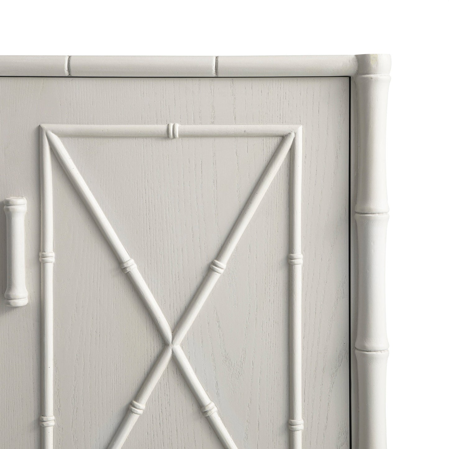 Buffet Elstowe imitation bambou 1 porte 3 tiroirs, blanc ombré