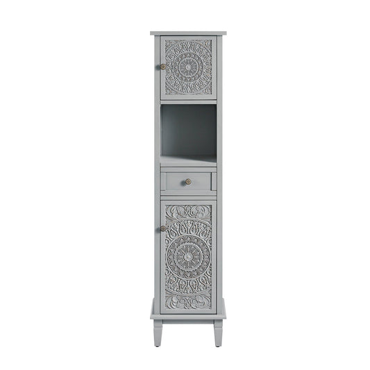 Meuble de rangement haut de salle de bain sculpté gris moyen Chantilly