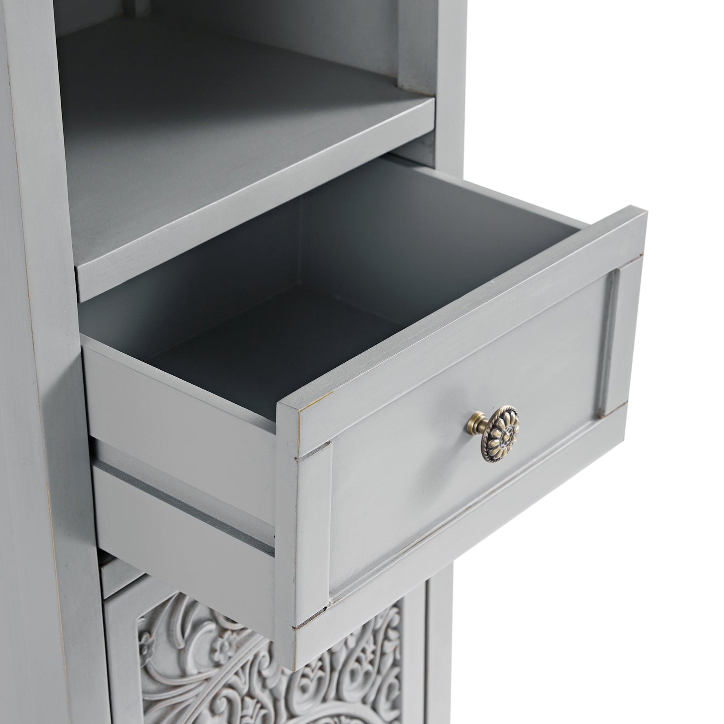 Meuble de rangement haut de salle de bain sculpté gris moyen Chantilly