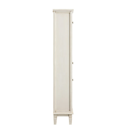 Armoire de rangement haute de salle de bain sculptée blanchie à la chaux Chantilly