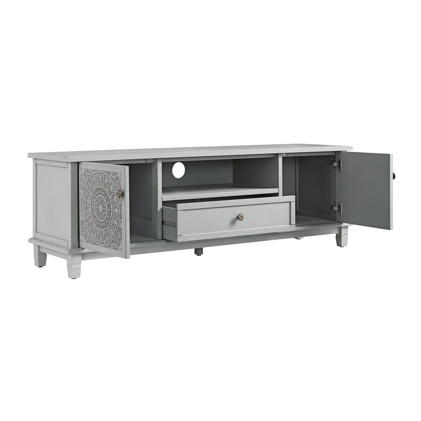 Meuble TV large Chantilly gris moyen 59