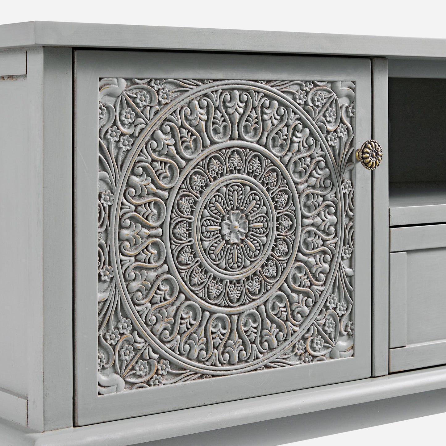 Meuble TV large Chantilly gris moyen 59