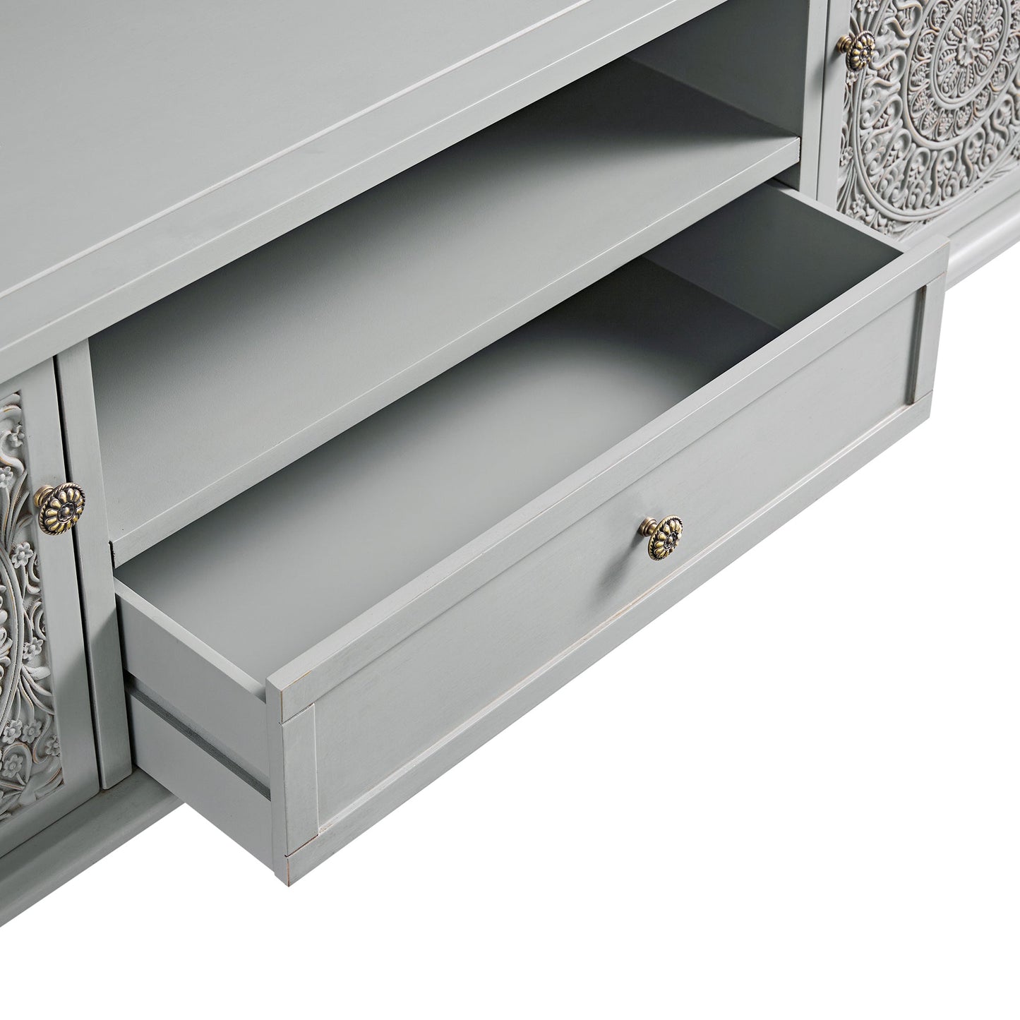 Meuble TV large Chantilly gris moyen 59