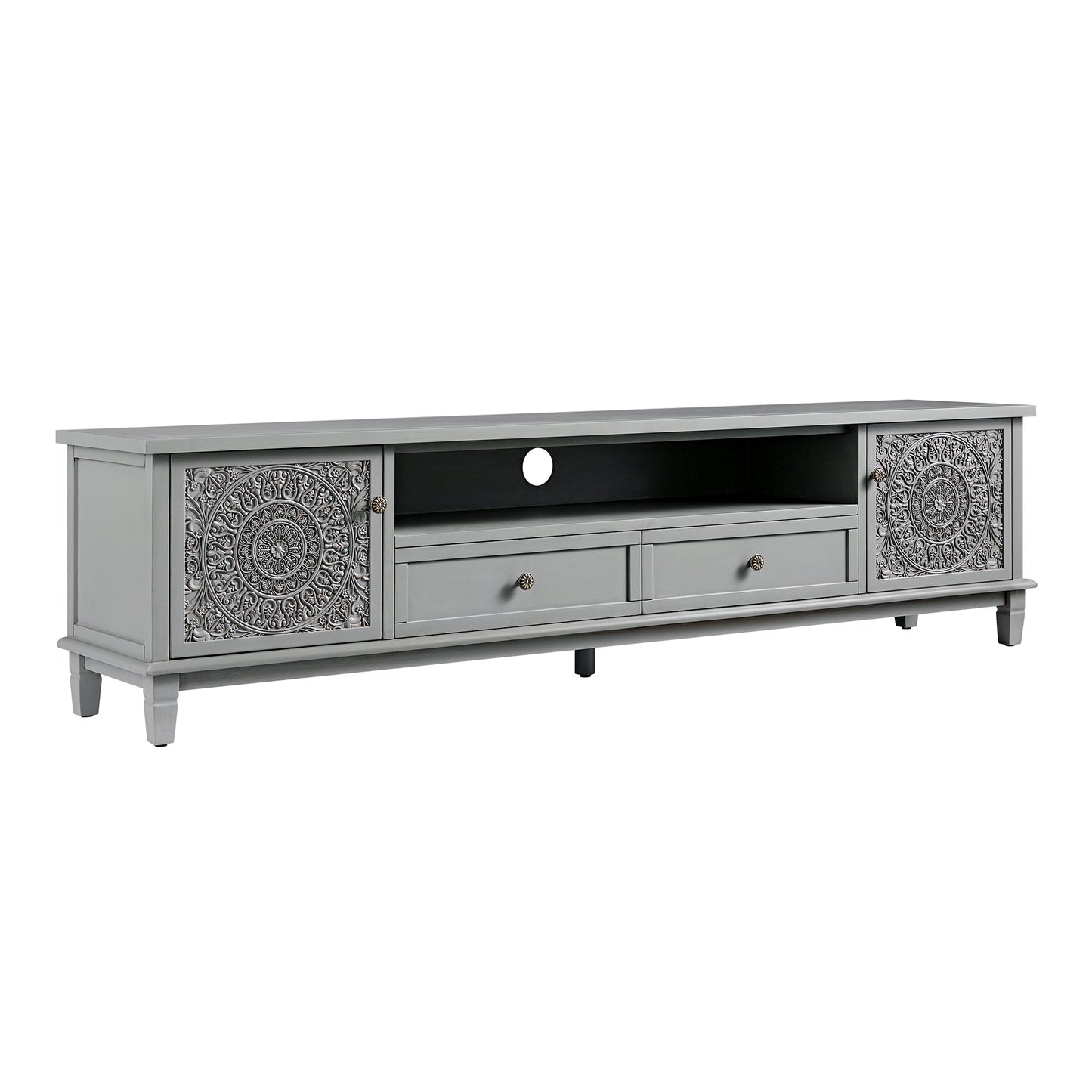 Meuble TV large Chantilly gris moyen 79