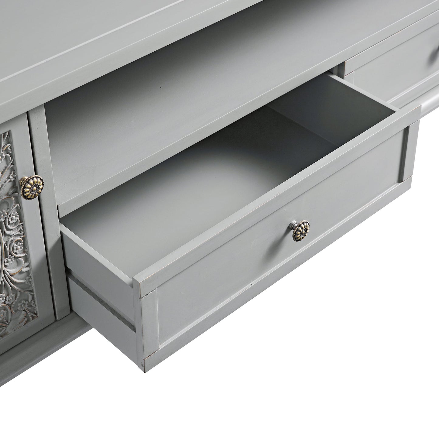 Meuble TV large Chantilly gris moyen 79