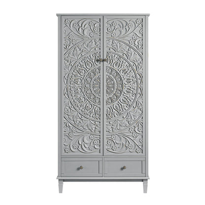 Placard double sculpté Chantilly gris moyen