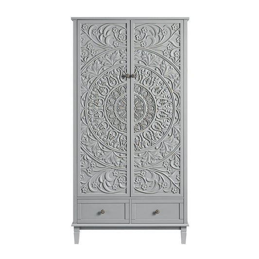 Placard double sculpté Chantilly gris moyen