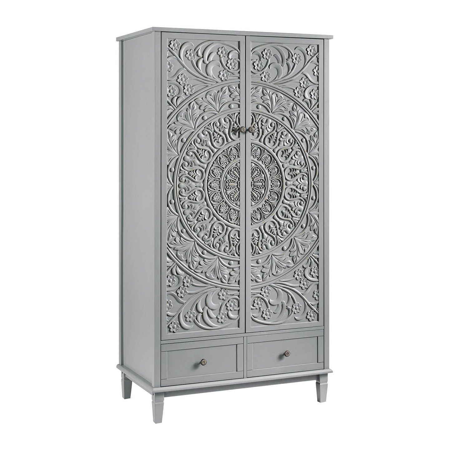Placard double sculpté Chantilly gris moyen