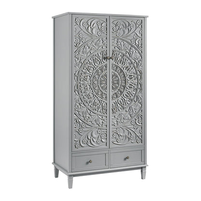 Placard double sculpté Chantilly gris moyen