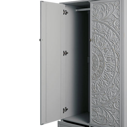 Placard double sculpté Chantilly gris moyen