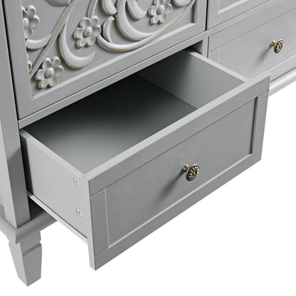 Placard double sculpté Chantilly gris moyen
