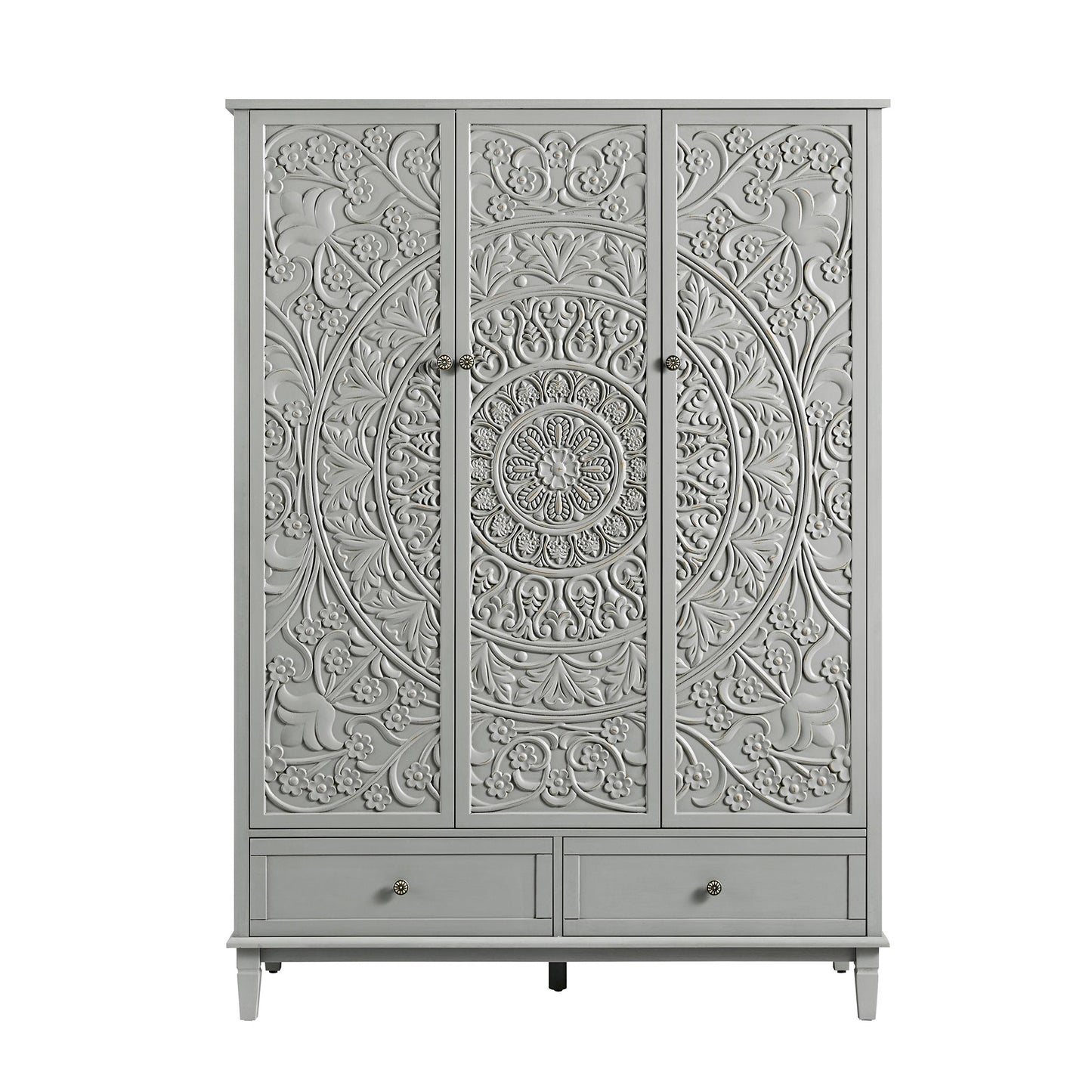 Placard triple sculpté Chantilly gris moyen