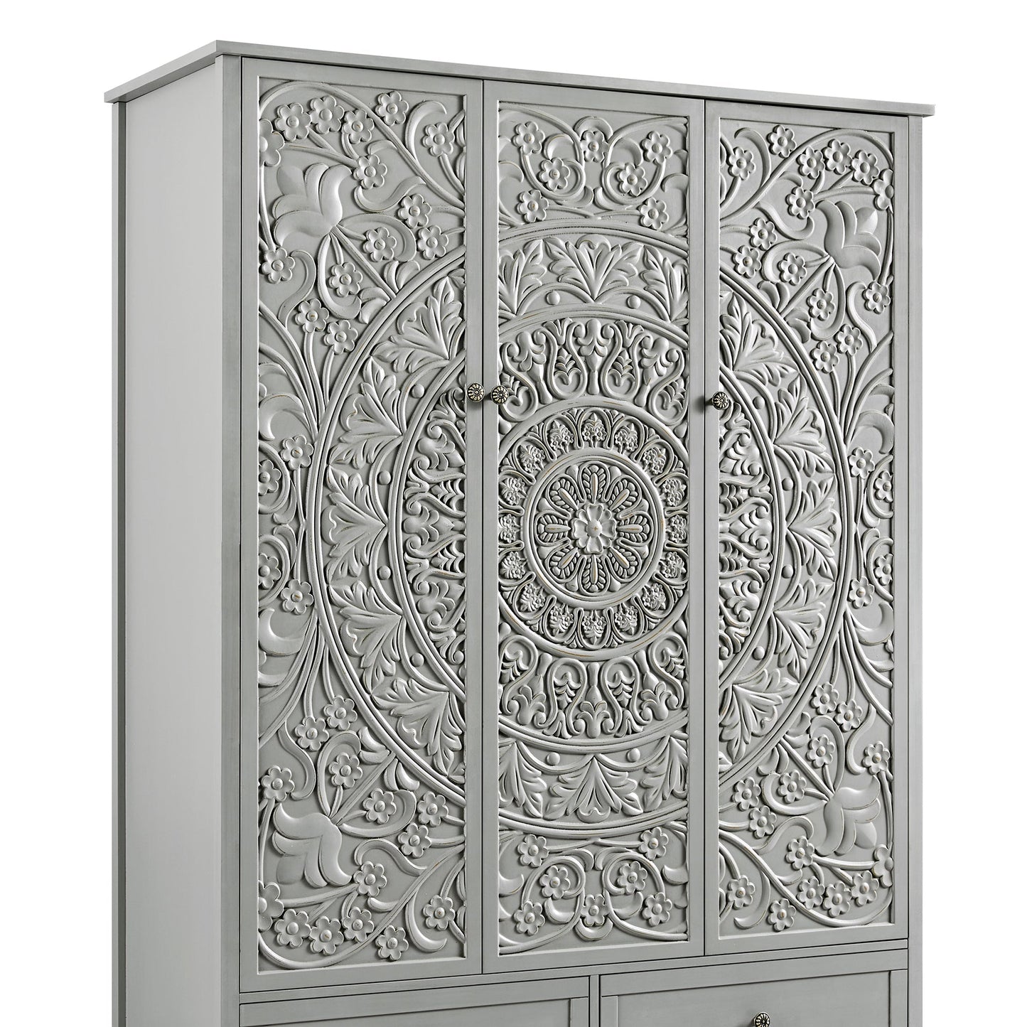 Placard triple sculpté Chantilly gris moyen