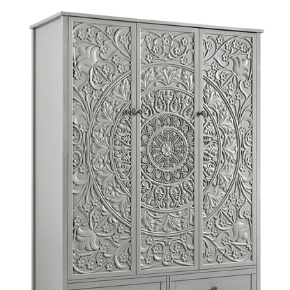 Placard triple sculpté Chantilly gris moyen