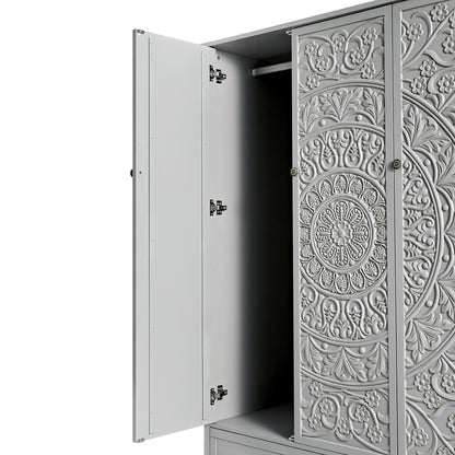 Placard triple sculpté Chantilly gris moyen