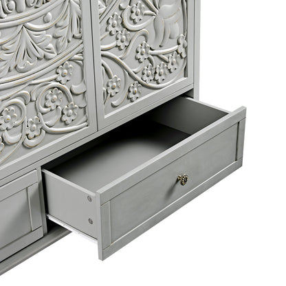 Placard triple sculpté Chantilly gris moyen