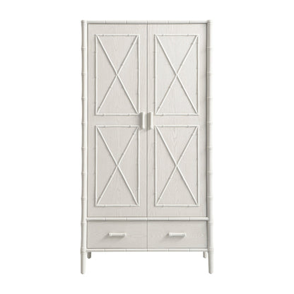 Placard double Elstowe en imitation bambou, blanc ombré