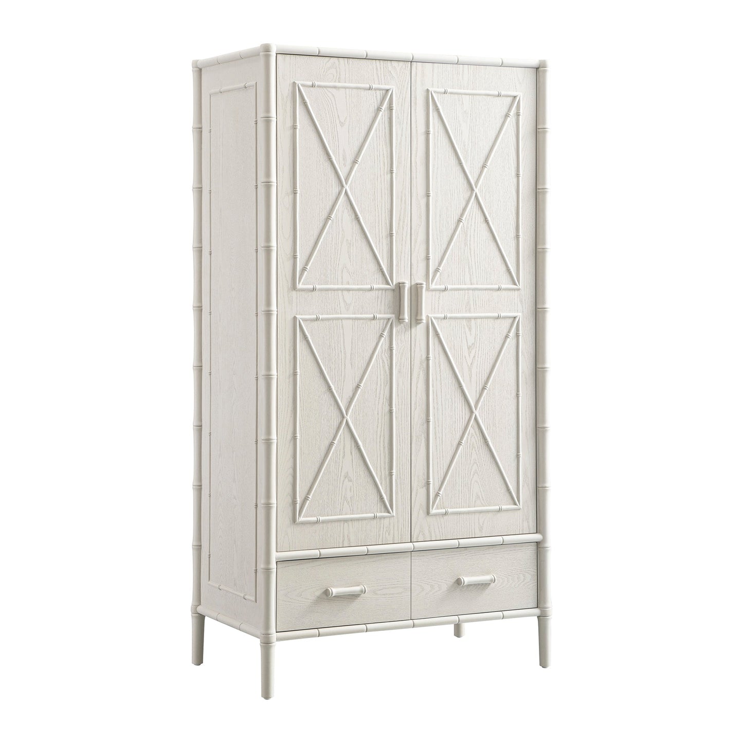 Placard double Elstowe en imitation bambou, blanc ombré