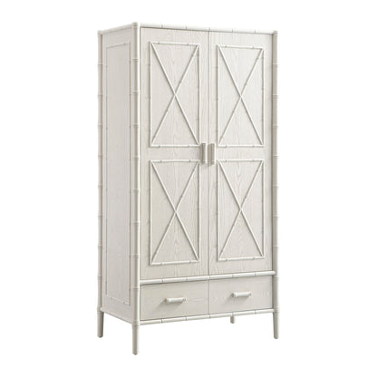 Placard double Elstowe en imitation bambou, blanc ombré