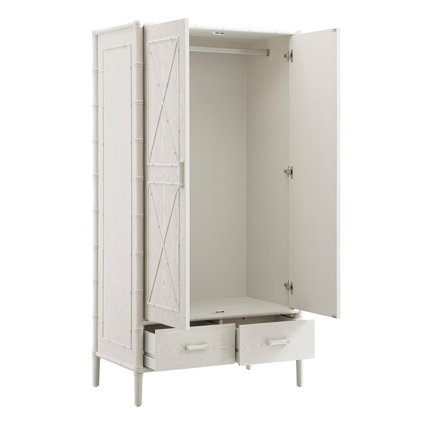 Placard double Elstowe en imitation bambou, blanc ombré