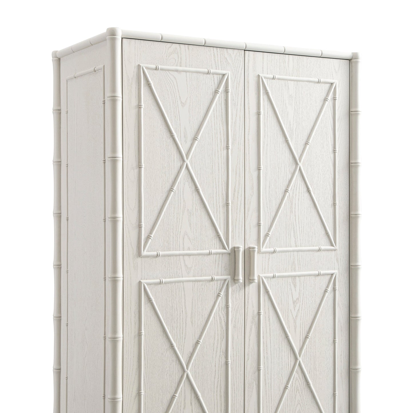 Placard double Elstowe en imitation bambou, blanc ombré