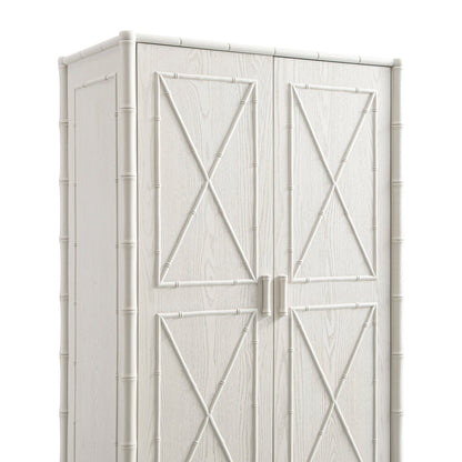 Placard double Elstowe en imitation bambou, blanc ombré