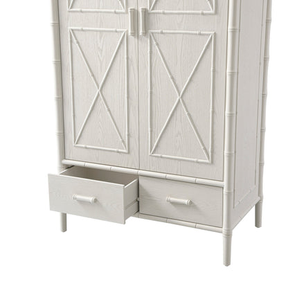 Placard double Elstowe en imitation bambou, blanc ombré
