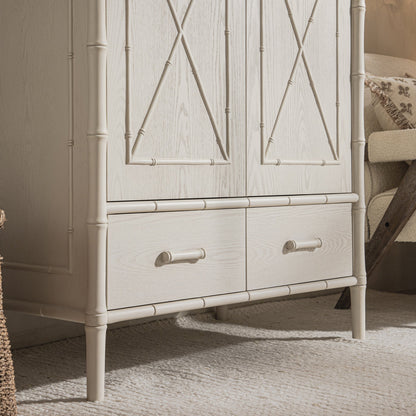 Placard double Elstowe en imitation bambou, blanc ombré