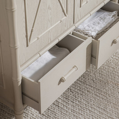 Placard double Elstowe en imitation bambou, blanc ombré