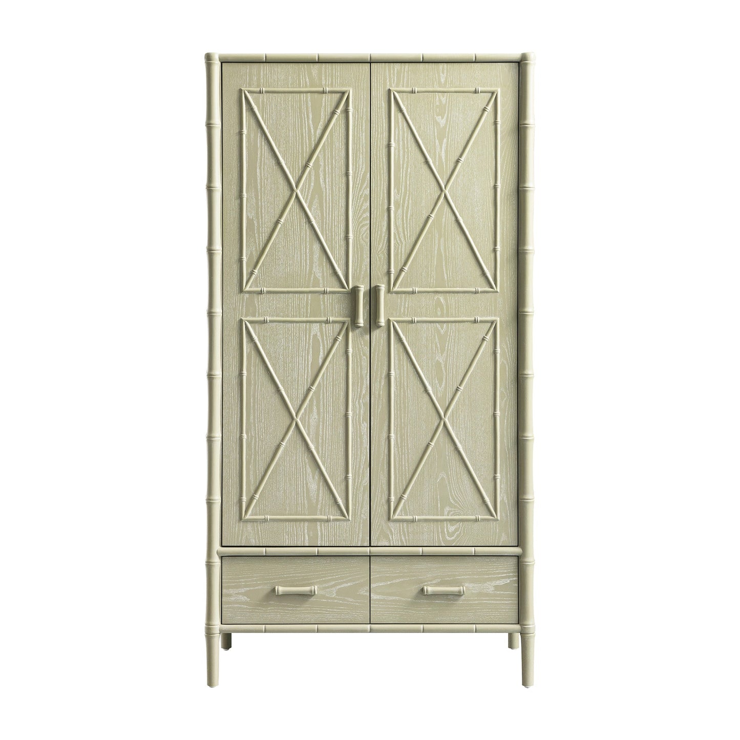 Placard double Elstowe en imitation bambou, vert sauge