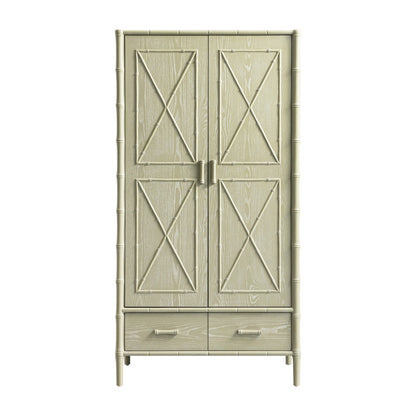 Placard double Elstowe en imitation bambou, vert sauge