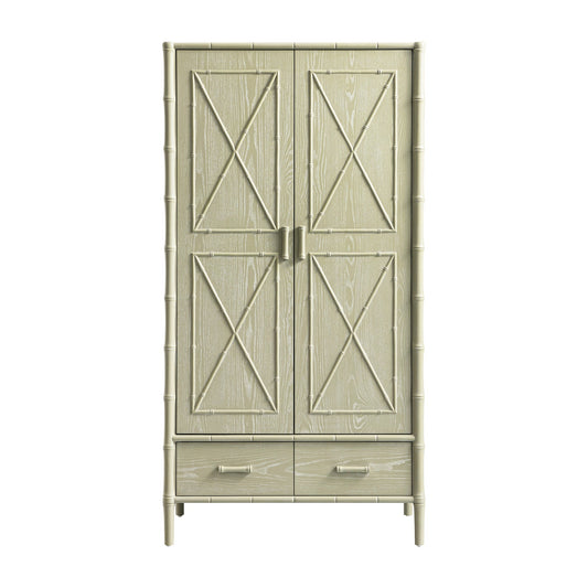 Placard double Elstowe en imitation bambou, vert sauge