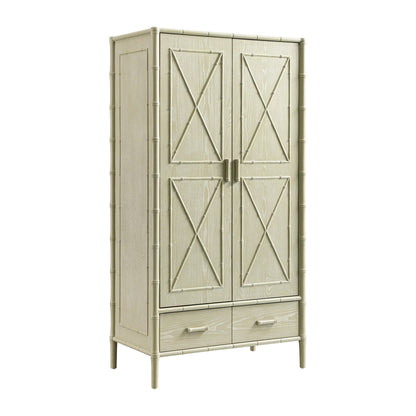 Placard double Elstowe en imitation bambou, vert sauge
