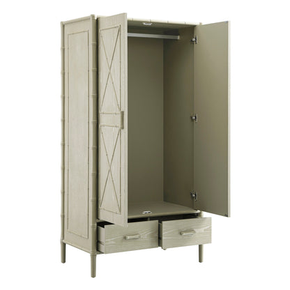 Placard double Elstowe en imitation bambou, vert sauge