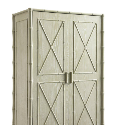 Placard double Elstowe en imitation bambou, vert sauge