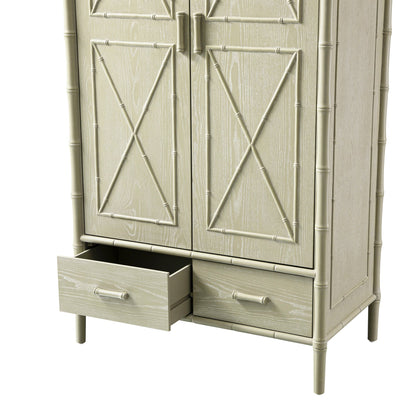 Placard double Elstowe en imitation bambou, vert sauge