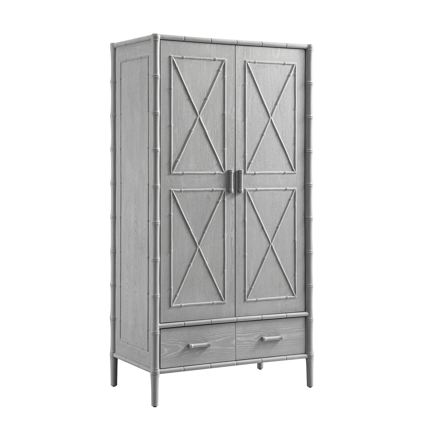 Placard double Elstowe en imitation bambou, gris chaud