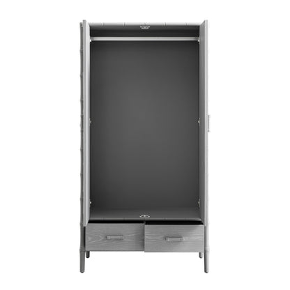 Placard double Elstowe en imitation bambou, gris chaud