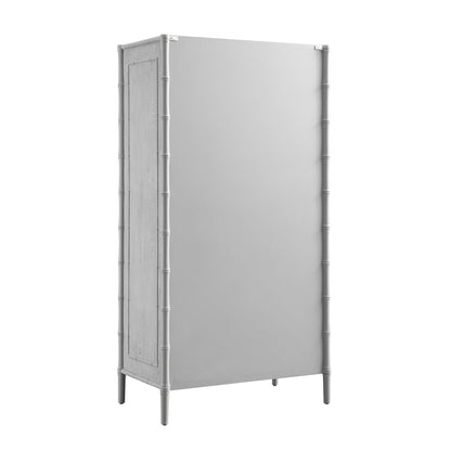 Placard double Elstowe en imitation bambou, gris chaud