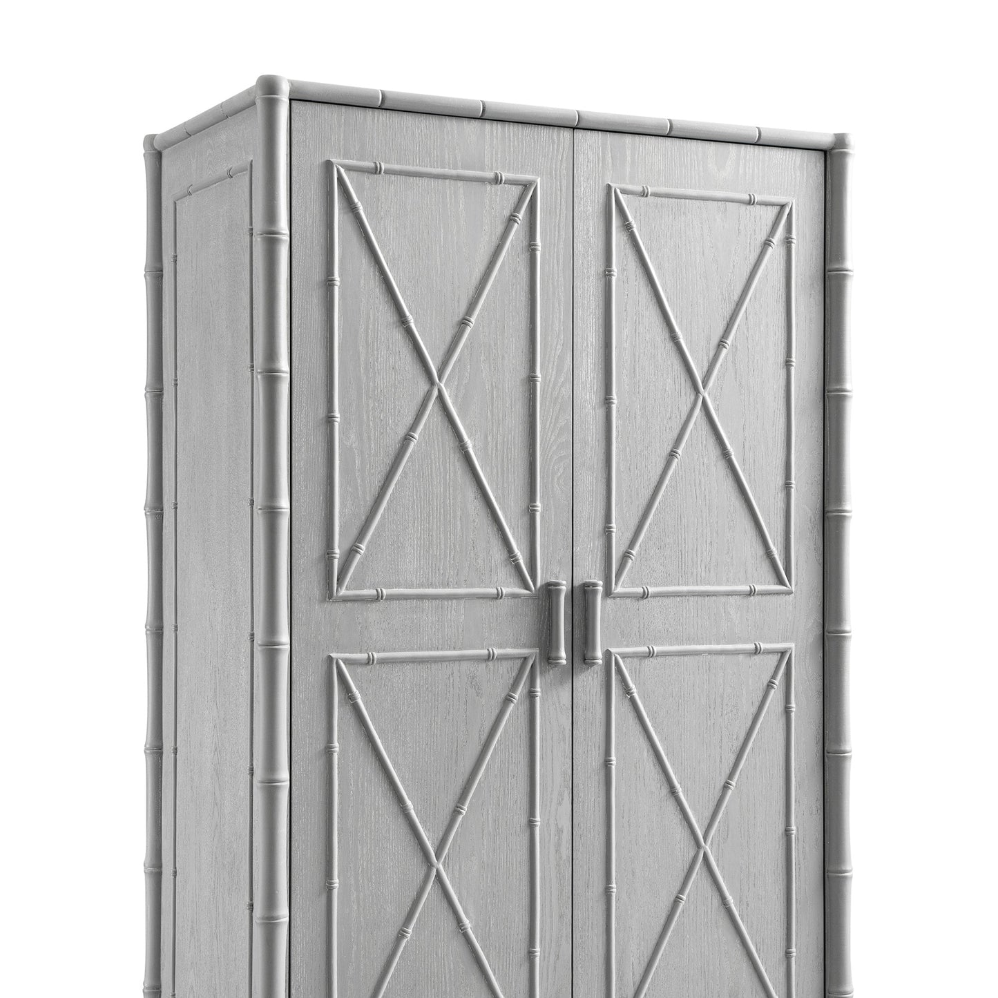 Placard double Elstowe en imitation bambou, gris chaud