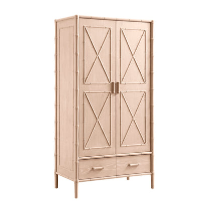 Placard double Elstowe en imitation bambou, rose nude