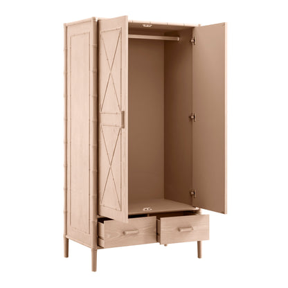 Placard double Elstowe en imitation bambou, rose nude