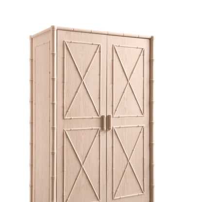 Placard double Elstowe en imitation bambou, rose nude