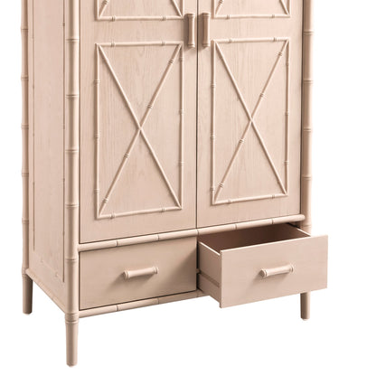 Placard double Elstowe en imitation bambou, rose nude